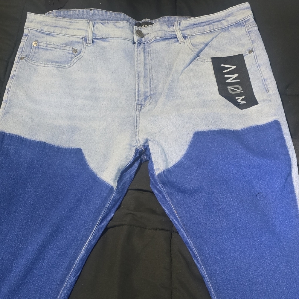 Blue Skinny Jeans with Two-Tone Design